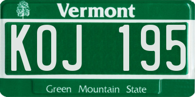 VT license plate KOJ195