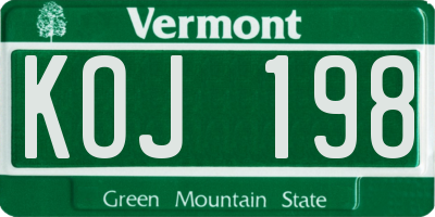 VT license plate KOJ198
