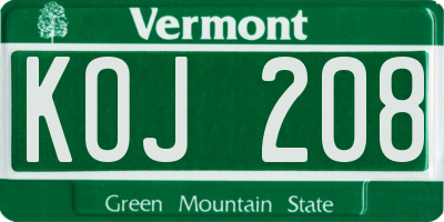 VT license plate KOJ208