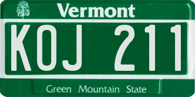 VT license plate KOJ211