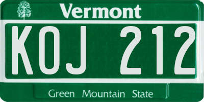VT license plate KOJ212