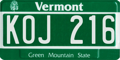 VT license plate KOJ216