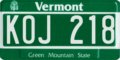 VT license plate KOJ218