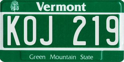 VT license plate KOJ219