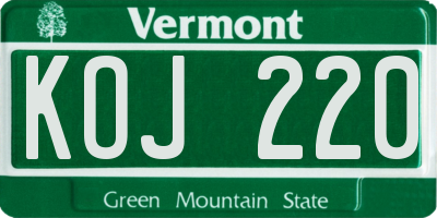 VT license plate KOJ220