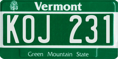 VT license plate KOJ231