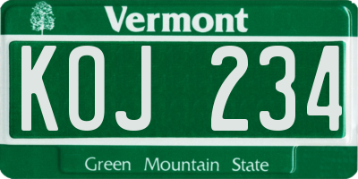 VT license plate KOJ234