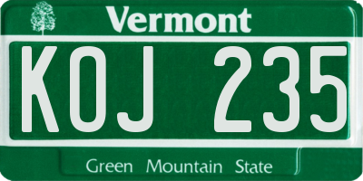 VT license plate KOJ235