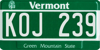 VT license plate KOJ239