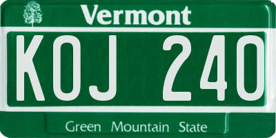 VT license plate KOJ240