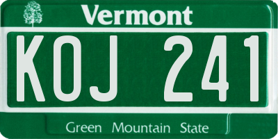 VT license plate KOJ241
