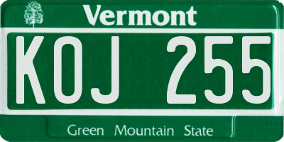 VT license plate KOJ255