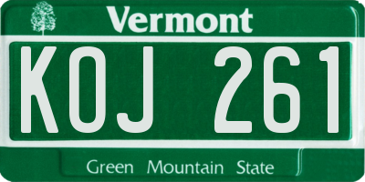VT license plate KOJ261