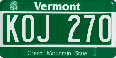 VT license plate KOJ270