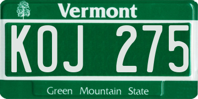 VT license plate KOJ275