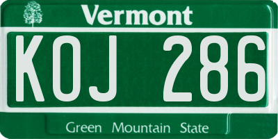 VT license plate KOJ286