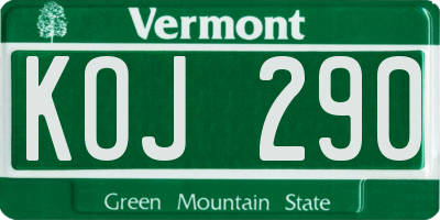 VT license plate KOJ290