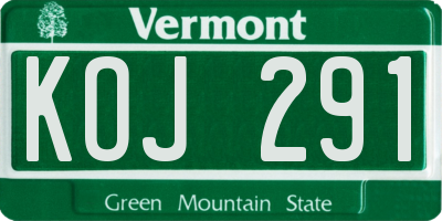 VT license plate KOJ291