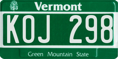 VT license plate KOJ298