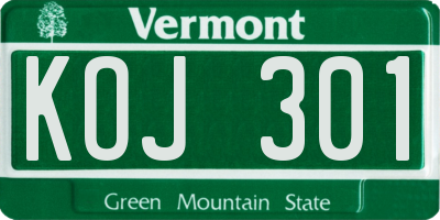 VT license plate KOJ301