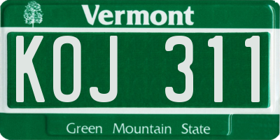 VT license plate KOJ311