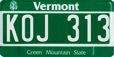 VT license plate KOJ313
