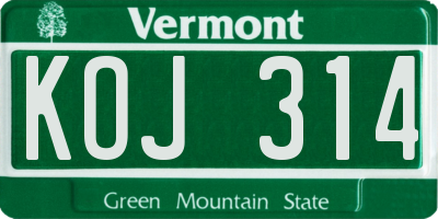 VT license plate KOJ314