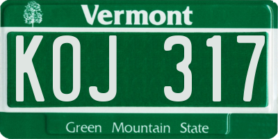 VT license plate KOJ317