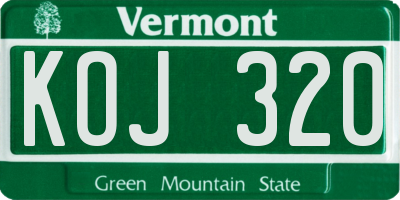 VT license plate KOJ320