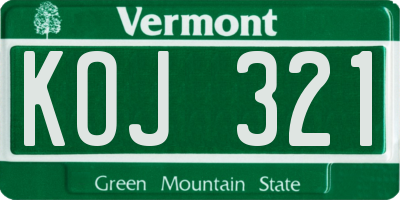VT license plate KOJ321
