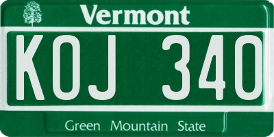 VT license plate KOJ340