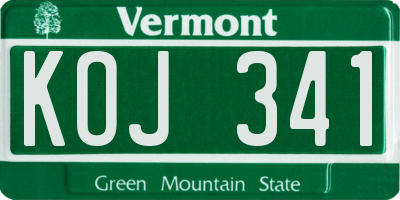 VT license plate KOJ341
