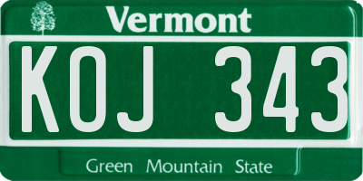 VT license plate KOJ343