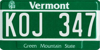 VT license plate KOJ347
