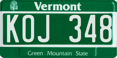 VT license plate KOJ348