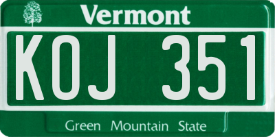 VT license plate KOJ351