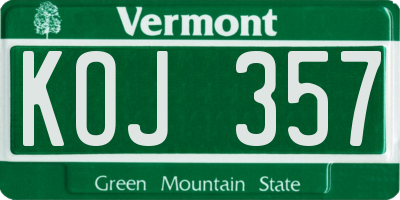 VT license plate KOJ357