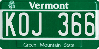 VT license plate KOJ366