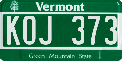 VT license plate KOJ373