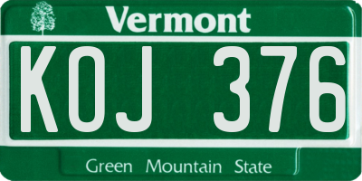 VT license plate KOJ376
