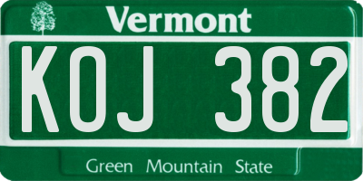 VT license plate KOJ382