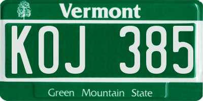 VT license plate KOJ385