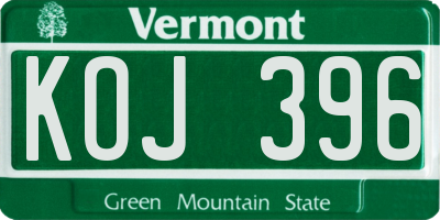 VT license plate KOJ396