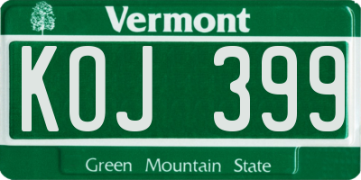 VT license plate KOJ399