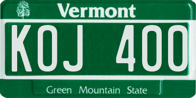 VT license plate KOJ400