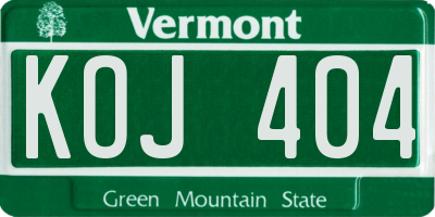VT license plate KOJ404