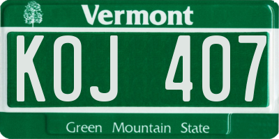 VT license plate KOJ407