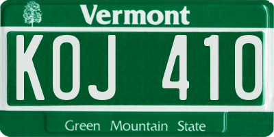 VT license plate KOJ410