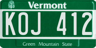 VT license plate KOJ412