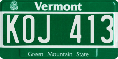 VT license plate KOJ413